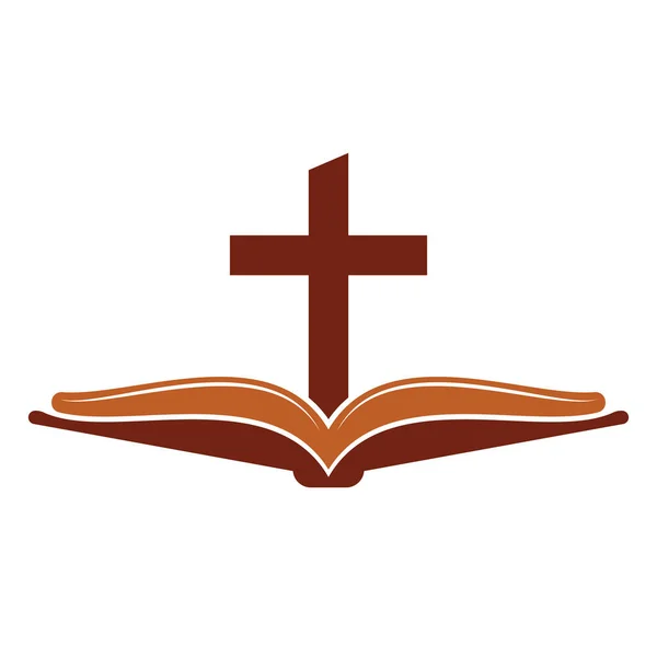 Икона Дизайна Логотипа Церкви Библейская Церковь Дизайн Логотипа Вектор Крест Лицензионные Стоковые Векторы