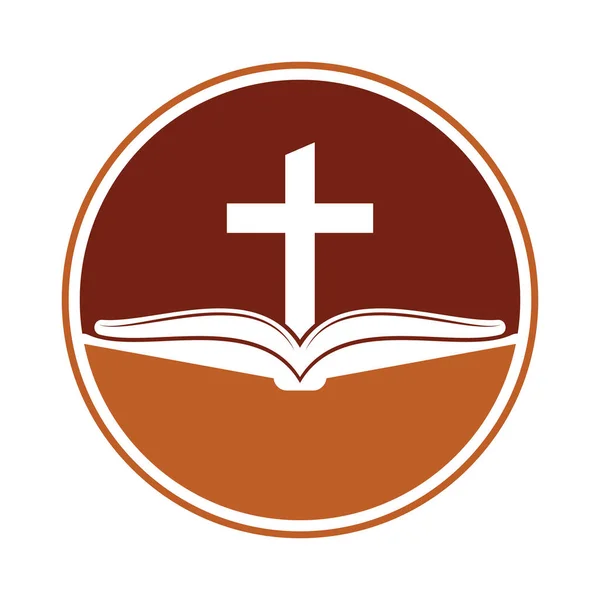 Символ Дизайну Книгознавства Біблійний Вектор Дизайну Логотипу Крос Біблійний Логотип Векторна Графіка