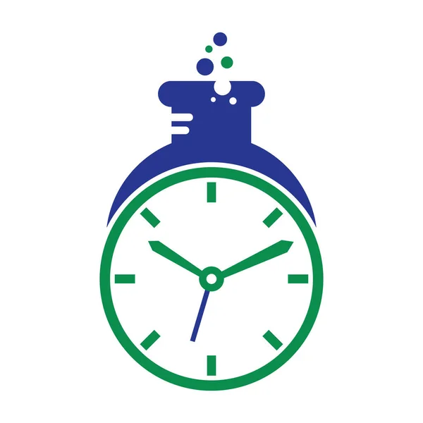 Projeto Vetor Logotipo Laboratório Tempo Relógio Laboratório Logotipo Ícone Vetor —  Vetores de Stock
