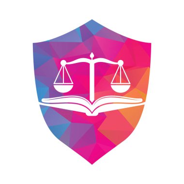 Kitap hukuk firması logo tasarım ikonu vektörü. Hukuk Eğitimi Logo Şablonu Tasarım Vektörü.