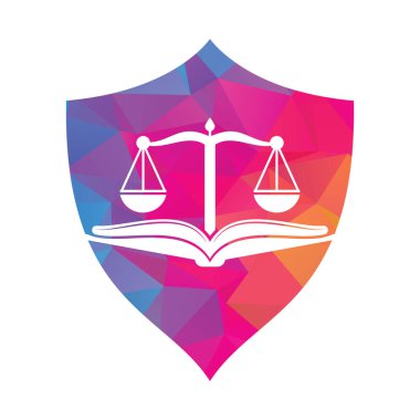 Kitap hukuk firması logo tasarım ikonu vektörü. Hukuk Eğitimi Logo Şablonu Tasarım Vektörü.