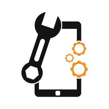 Mobil Onarım Logosu Şablonu. Telefon hizmeti logosu illüstrasyonu.