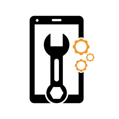 Mobil Onarım Logosu Şablonu. Telefon hizmeti logosu illüstrasyonu.