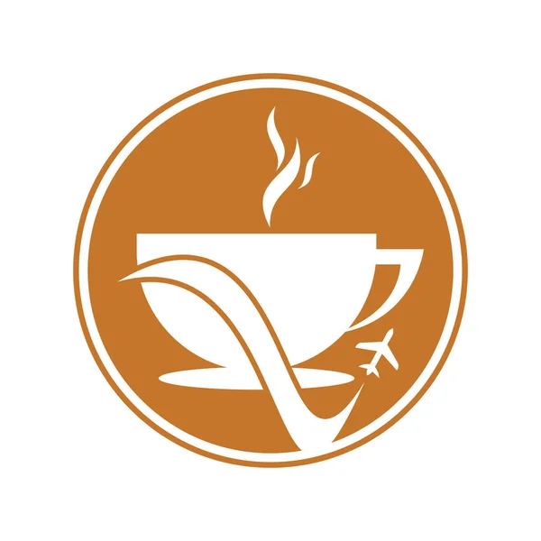 Seyahat Kahve Logosu Tasarımı Çizimi Seyahat Eden Kahve Logosu Tasarım — Stok Vektör