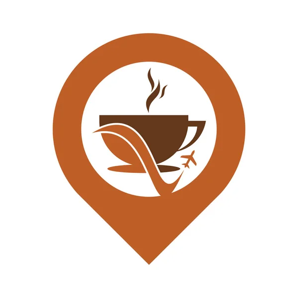 Ilustracja Projektu Logo Podróży Kawy Traveling Projekt Logo Kawy Wektor — Wektor stockowy
