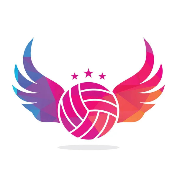 Volleyboll Och Wings Vektor Illustration Volleyboll Med Vingar Logo Vektor — Stock vektor
