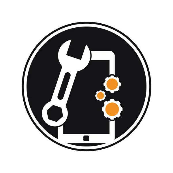 Πρότυπο Σχεδιασμού Λογότυπου Επισκευής Κινητών Εικονογράφηση Λογότυπου Τηλεφωνικής Υπηρεσίας — Διανυσματικό Αρχείο