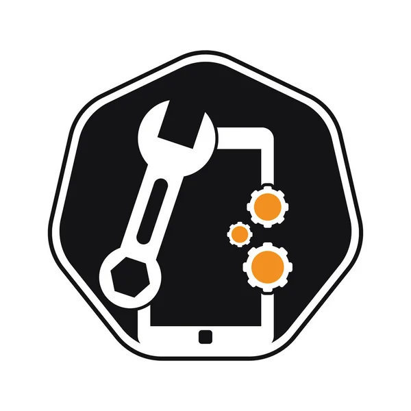 モバイル修理ロゴデザインテンプレート 電話サービスロゴイラスト — ストックベクタ
