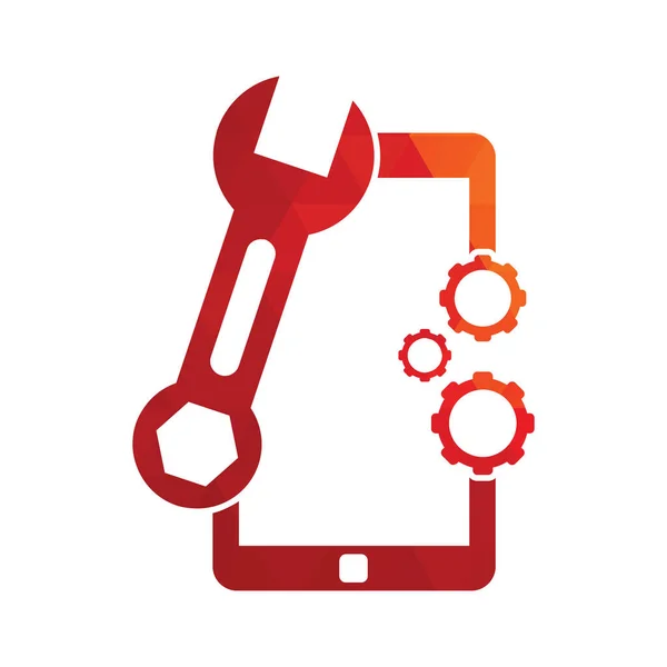 Mobile Repair Logo Design Template Illustrazione Logo Servizio Telefonico — Vettoriale Stock