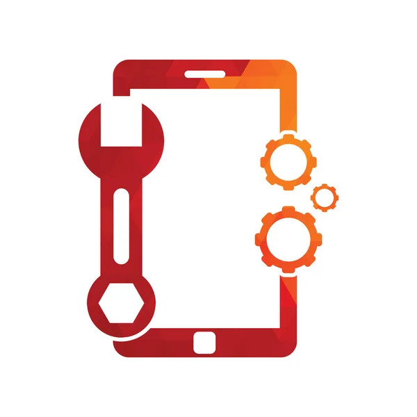 モバイル修理ロゴデザインテンプレート 電話サービスロゴイラスト — ストックベクタ