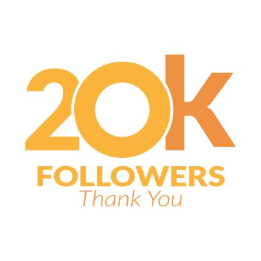 20 bin takipçi logo tasarım ikonu vektörü. 20 bin takipçi için teşekkürler..