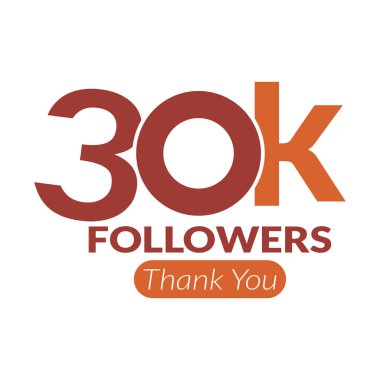 30 bin takipçi logo tasarım ikonu vektörü. 30 bin takipçi için teşekkürler..