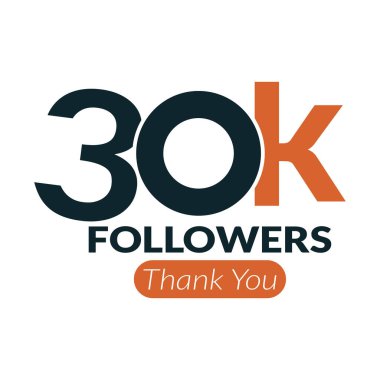 30 bin takipçi logo tasarım ikonu vektörü. 30 bin takipçi için teşekkürler..