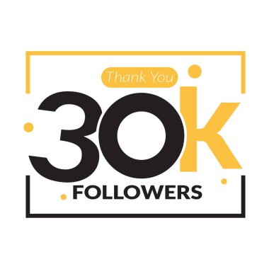 30 bin takipçi logo tasarım ikonu vektörü. 30 bin takipçi için teşekkürler..