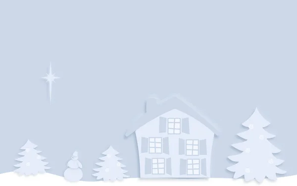 Fond Noël Avec Des Arbres Une Maison Illustration Vectorielle Neige — Image vectorielle