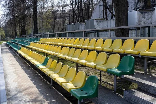Rows of seats in stadium. Empty seats