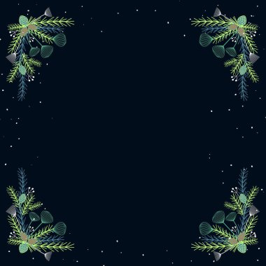 Noel ağacının Noel köşesindeki kış tatili tebrik kartı..