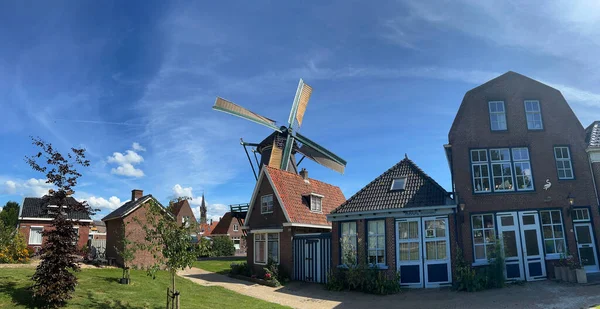 Panorama Wiatraka Woudsend Friesland Holandii — Zdjęcie stockowe