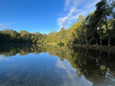 Hollanda, Overijssel 'de Vilsteren çevresinde sonbahar gölü
