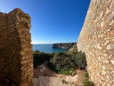 Portekiz 'deki Sagres çevresindeki Fortaleza de Belixe' den görüntü