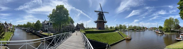 Панорама Каналу Влітку Доккумі Фрісленд Нідерланди — стокове фото