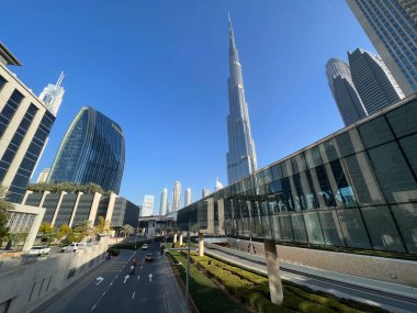 Dubai şehir merkezi, Birleşik Arap Emirlikleri 'ndeki Burj Kalifa kulesi.