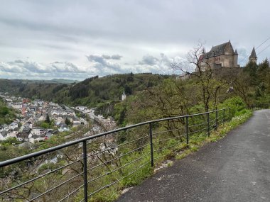 Vianden seen from the hill top with Vianden castle in Luxembourg clipart