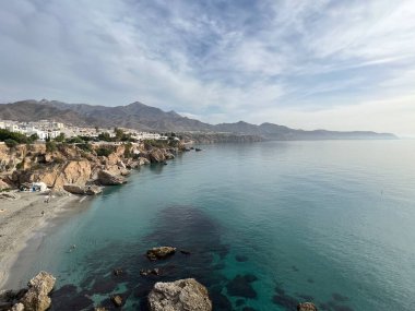 View from balcony of Europe at the Calahonda beach in Nerja Spain clipart