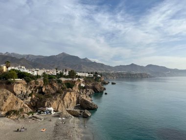 View from balcony of Europe at the Calahonda beach in Nerja Spain clipart