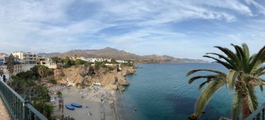 Panorama view from balcony of Europe at the Calahonda beach in Nerja Spain clipart