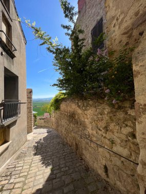 Fransa 'daki Montpeyroux Ortaçağ köyünde bir sokak.