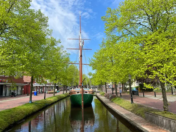 stock image Sailboat in the canal of Papenburg, Germany