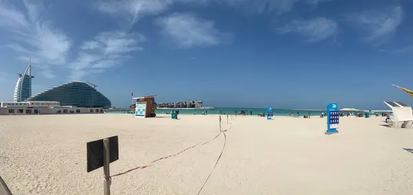 Пляж Бурдж Аль Араб Дубае Объединенные Арабские Эмираты — стоковое фото