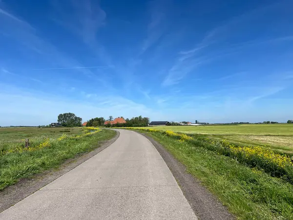 荷兰弗里斯兰Aldeboarn周围的公路 图库照片