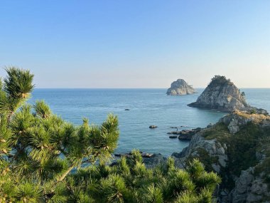 Busan Güney Kore 'de Oryukdo Hava Yolu' nun çevresindeki manzara