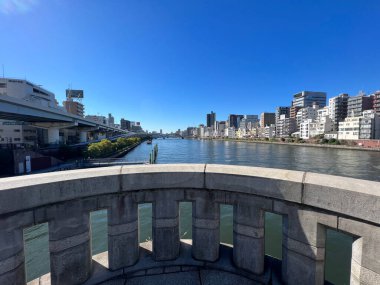 Tokyo, Japonya 'daki Sumida nehri üzerindeki köprü.