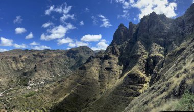 Büyük Kanarya adasında Agaete 'nin etrafında yürüyüş yapan Panorama