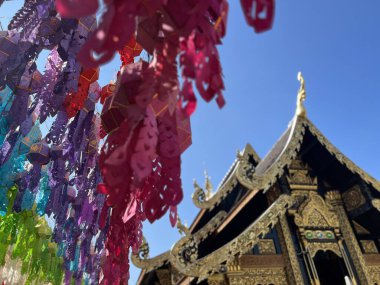 Wat Inthakhin 'de fenerler Sadue Mueang Budist tapınağı Chiang Mai, Tayland