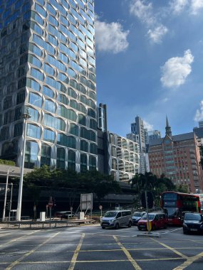 Road and skyscrapers in central Hong Kong clipart