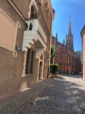 Riga Letonya sokaklarında mimarlık