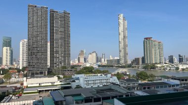 Chao Phraya nehir manzarası Bangkok, Tayland