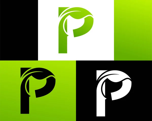 Abstrakter Buchstabe Grünes Blatt Logo — Stockvektor