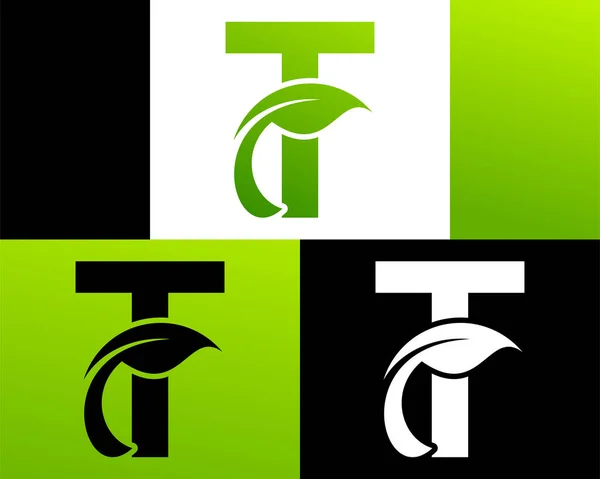 Абстрактная Буква Зеленый Лист Логотипа — стоковый вектор