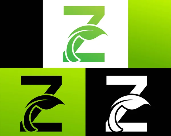 Letra Abstracta Verde Hoja Logo — Vector de stock