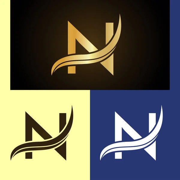 モノグラム文字Nと高級ロゴデザイン — ストックベクタ