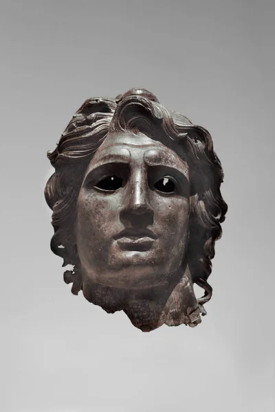 Ancient Bronze Head Alexander Great Display New York Metropolitan Museum — Stock Photo, Image
