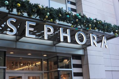 Honolulu, HI - January 15, 2023: Name sign of cosmetics retail store Sephora in Waikiki