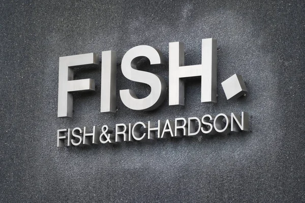 Washington 2023 Április Fish Richardson Logó Irodaház Falán Globális Szabadalmi — Stock Fotó