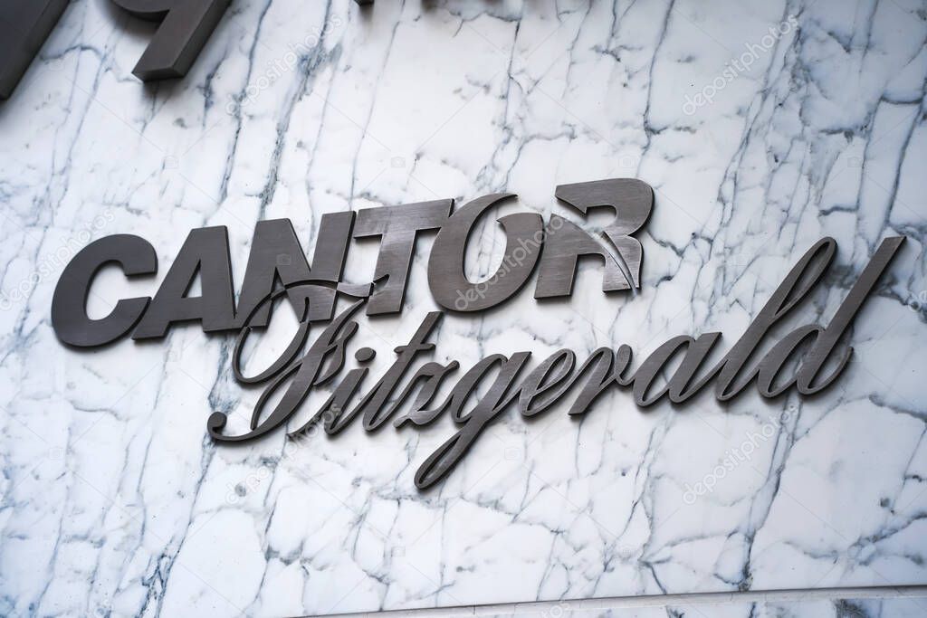 New York, NY - April 26, 2023 : Cantor Fitzgerald, L.P. American financial services firm with investment banking services, prime brokerage, and commercial real estate financing divisions Logo.