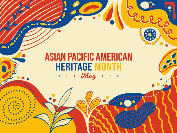 Asian American Pacific Islander Heritage Month Memphis Concept Background May — Stock Vector